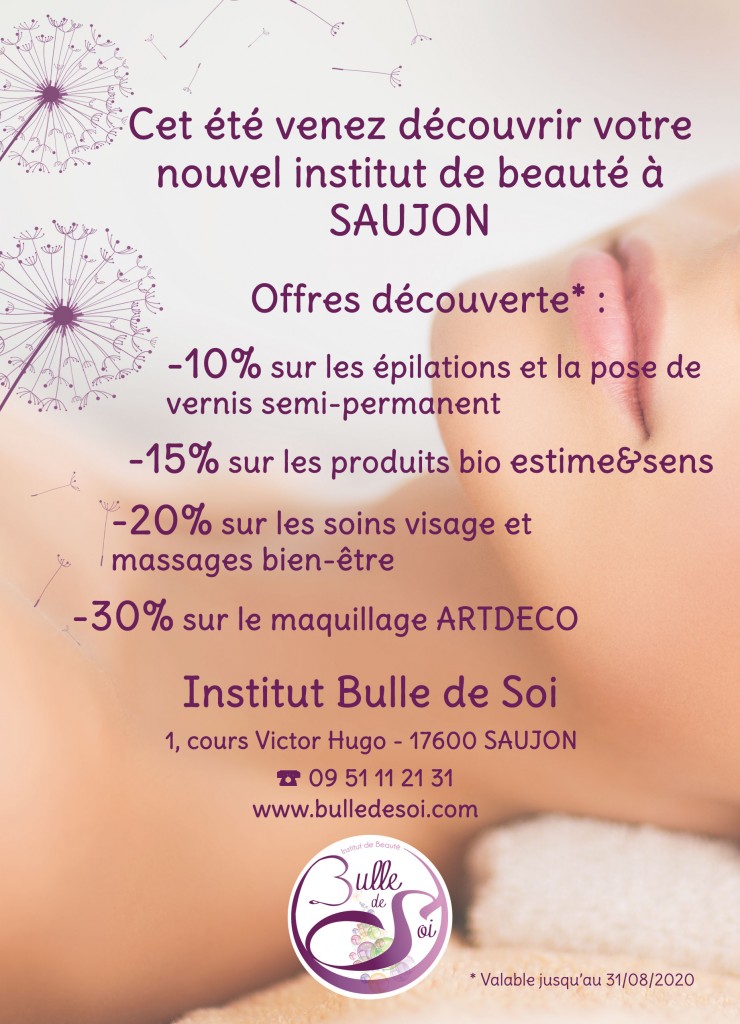 Cet été venez découvrir votre nouvel institut de beauté à Saujon !
